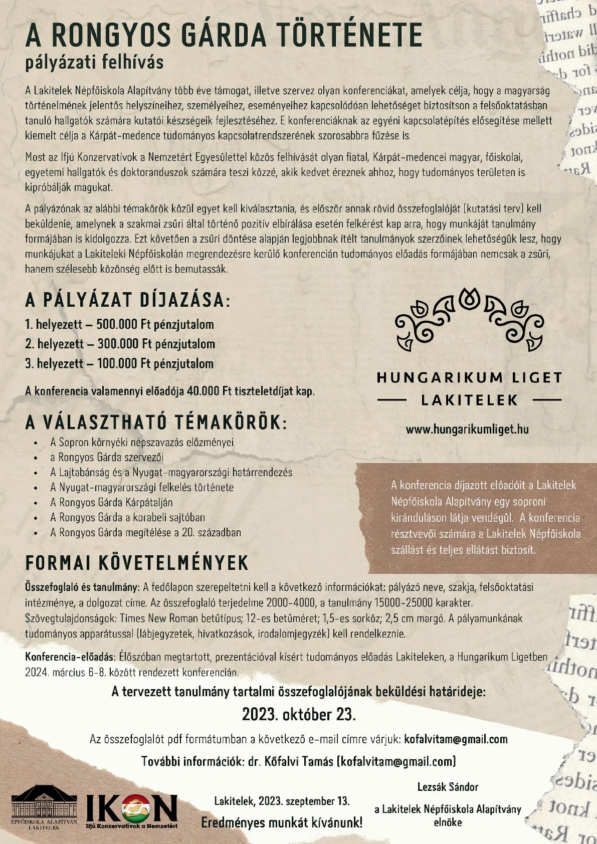 Pályázati felhívás hallgatóknak