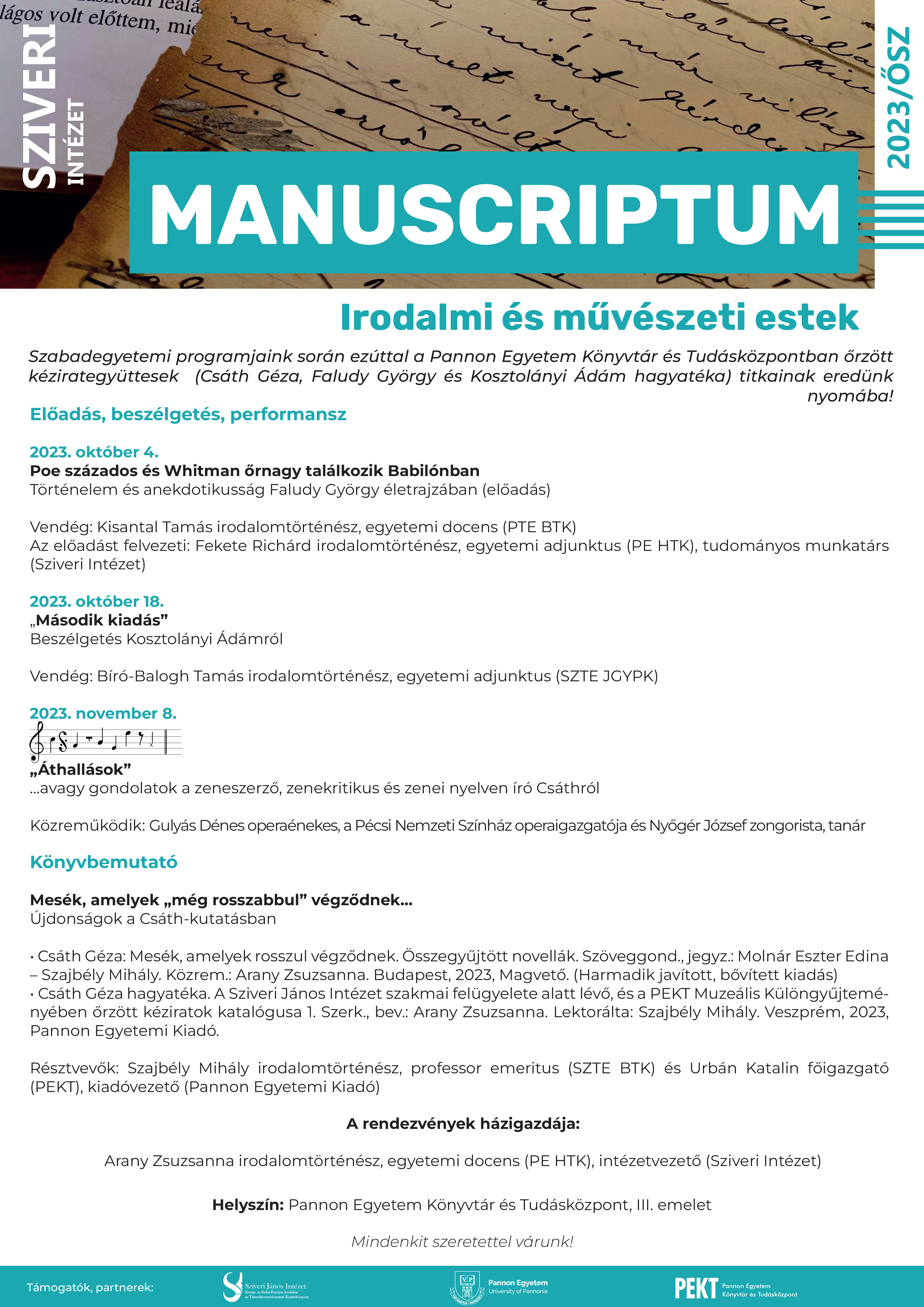 Megjelentek a Sziveri Intézet őszi programjai