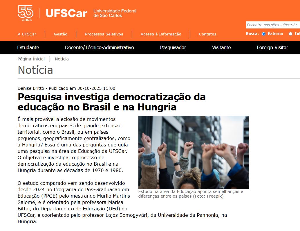 Együttműködés a Universidade Federal de Sao Carlos intézménnyel